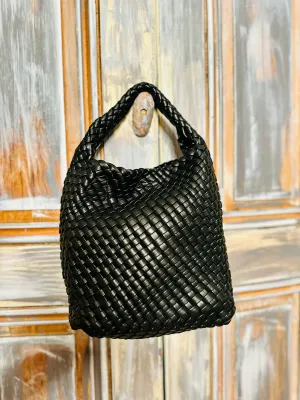 Woven Top Handle Shoulder Bag