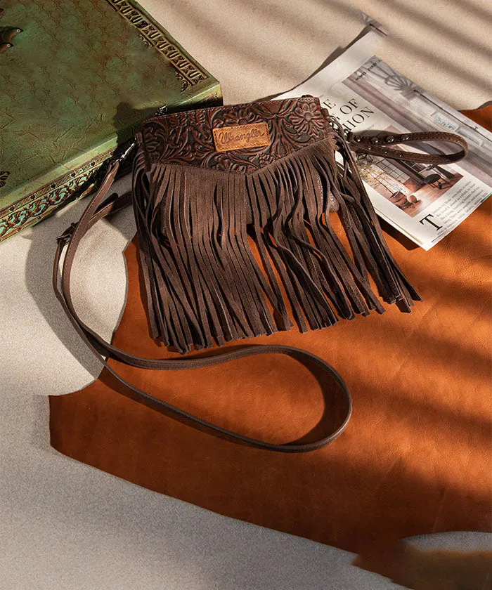Wrangler Vintage Floral Fringe Crossbody Bag