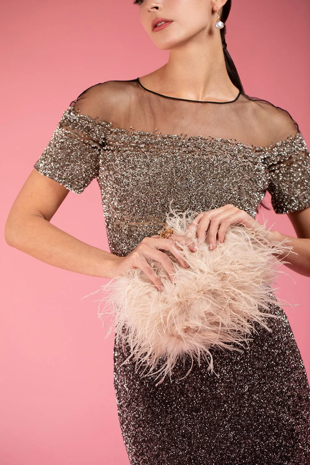 Zahara Feather Pouch - Oyster