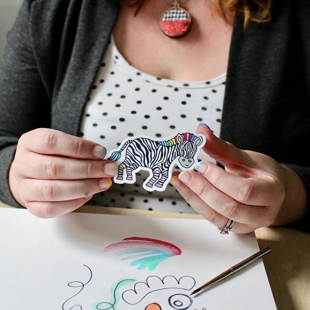 Zippy Zebra Vinyl Sticker - Waterproof & Scratch Resistant  * 10% of Proceeds Go To Charity *